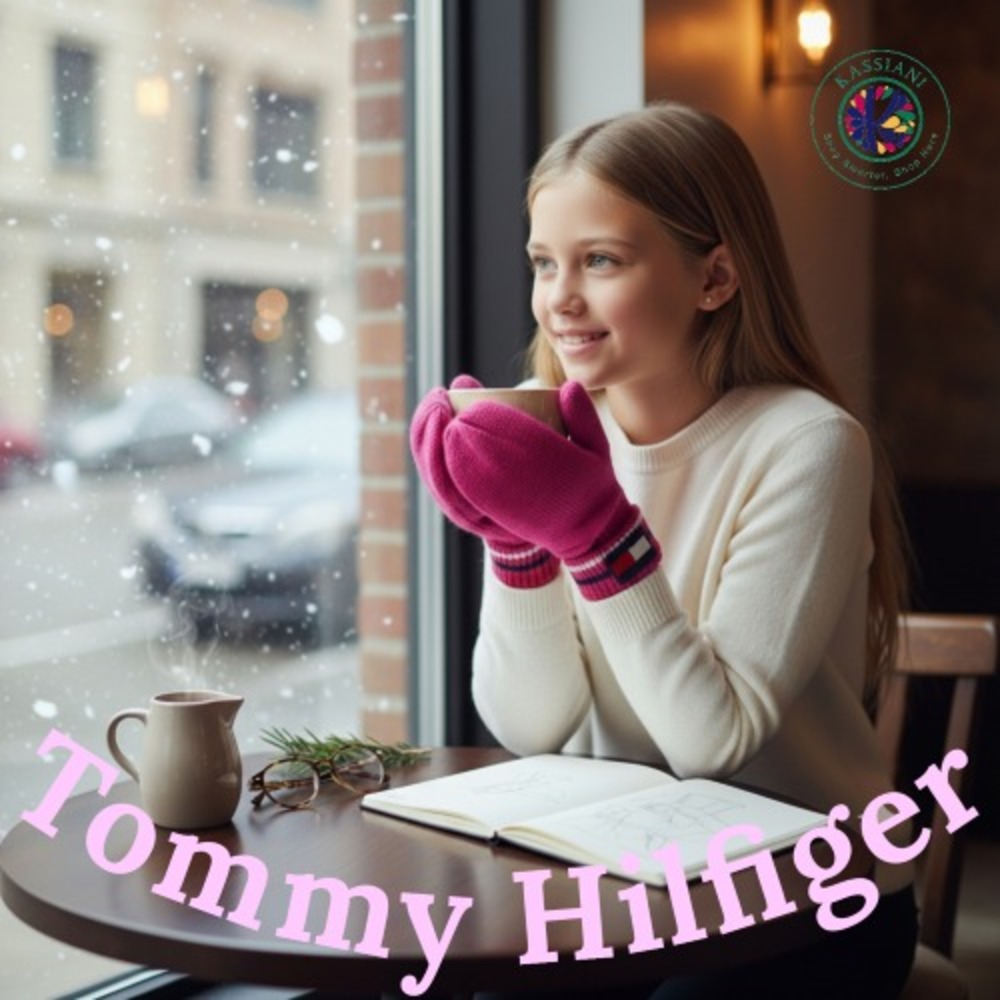 Tommy‎ Hilfiger Girls Pink Knit Flag Mittens – 100% Acrylic Winter Accessory